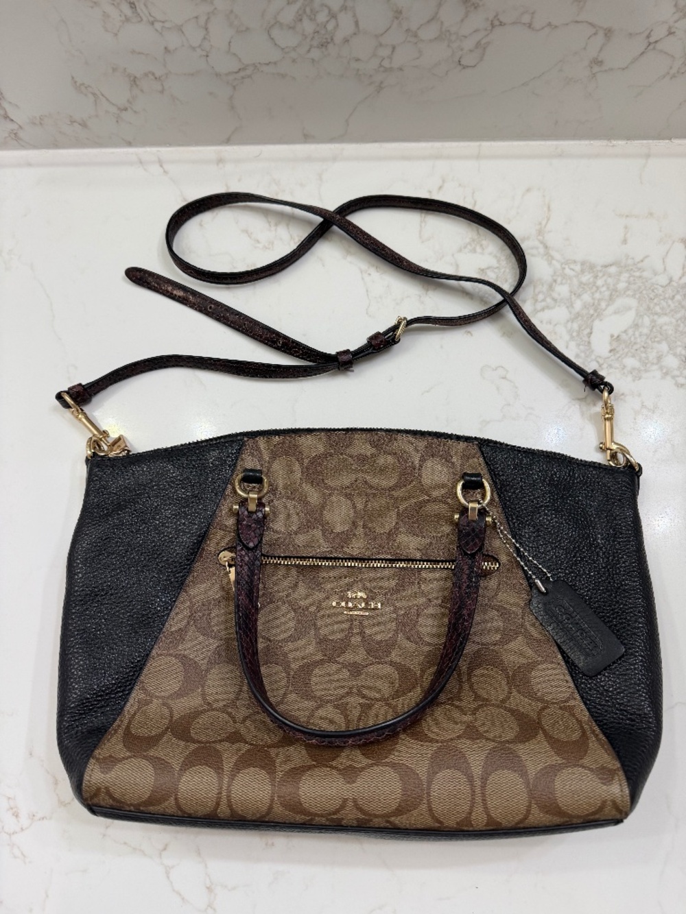 COACH PRAIRIE SATCHEL 6401  BLACK BROWN  Bag USED!Good Condition!